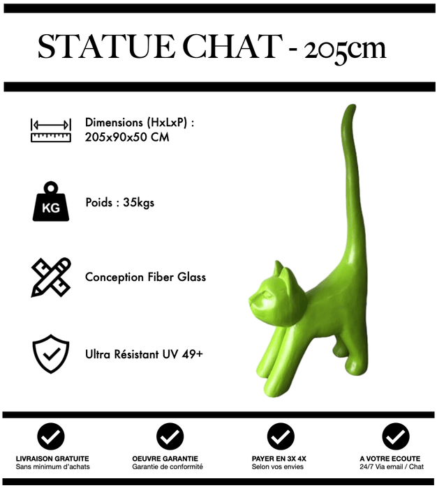 Sculpture Chat Resine 205cm Statue - VERT - MUZZANO