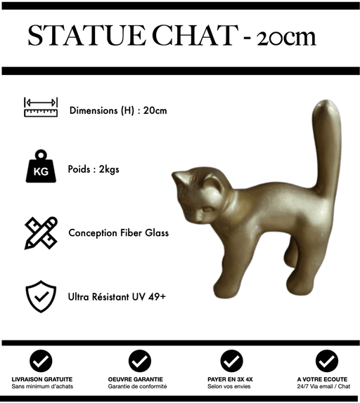 Sculpture Chat Resine 20cm Statue - Gold - MUZZANO