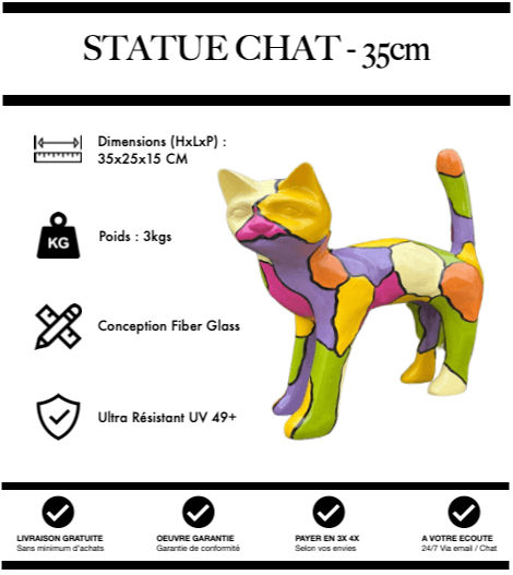 Sculpture Chat Resine 35cm Statue - Bubble - MUZZANO