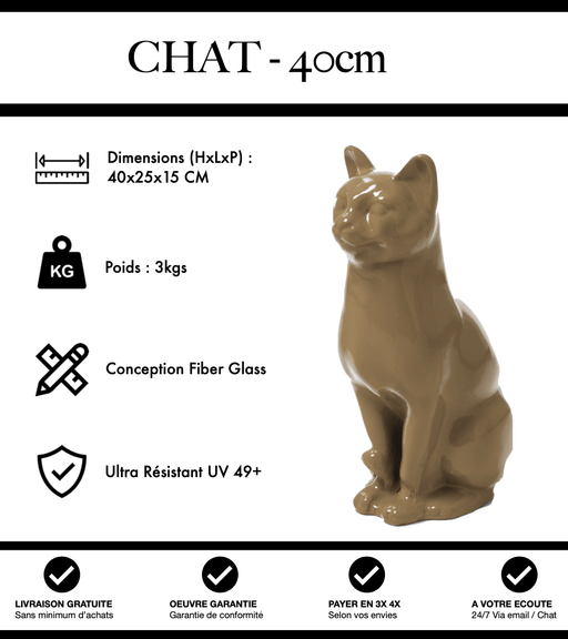 Sculpture Chat Resine 40cm Statue - Marron - MUZZANO