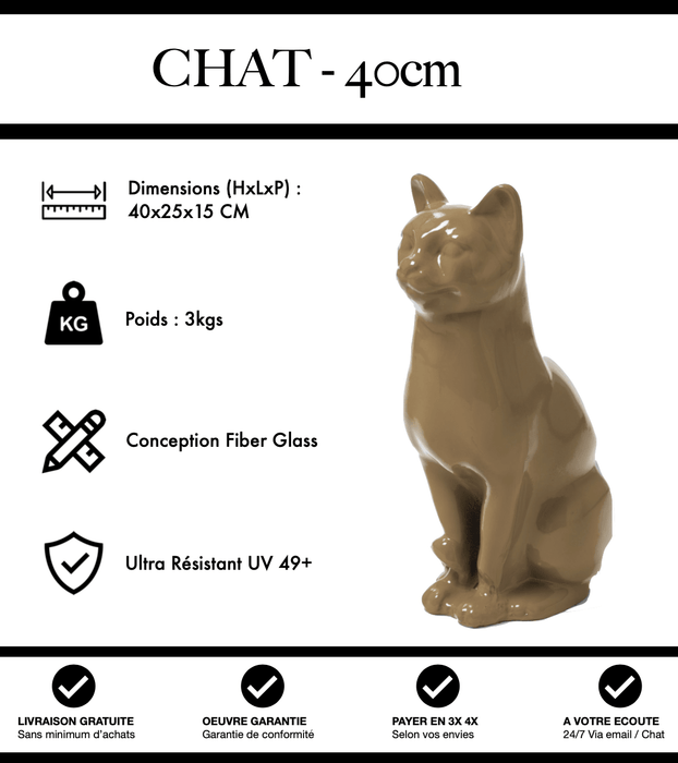 Sculpture Chat Resine 40cm Statue - Marron - MUZZANO