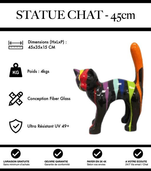 Sculpture Chat Resine 45cm Statue - Black Trash - MUZZANO