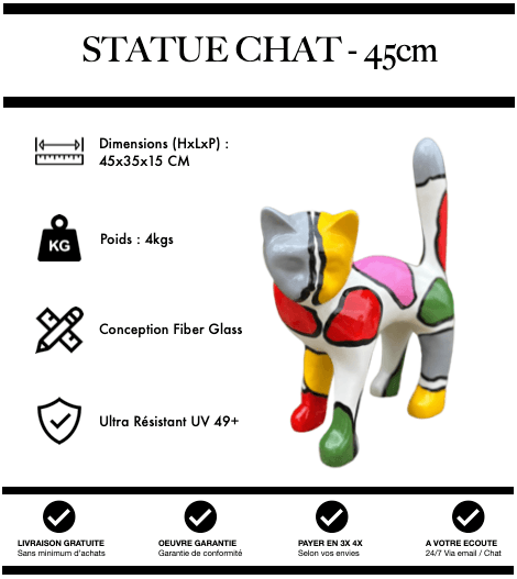 Sculpture Chat Resine 45cm Statue - Bonbon - MUZZANO