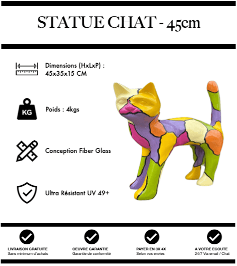 Sculpture Chat Resine 45cm Statue - Bubble - MUZZANO