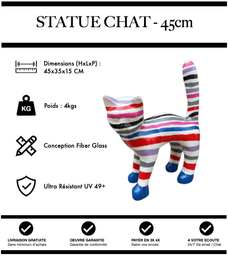 Sculpture Chat Resine 45cm Statue - Ruban - MUZZANO