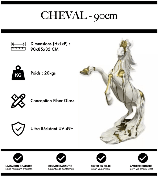 Sculpture Cheval Resine 90cm Statue - Gold Trash - MUZZANO