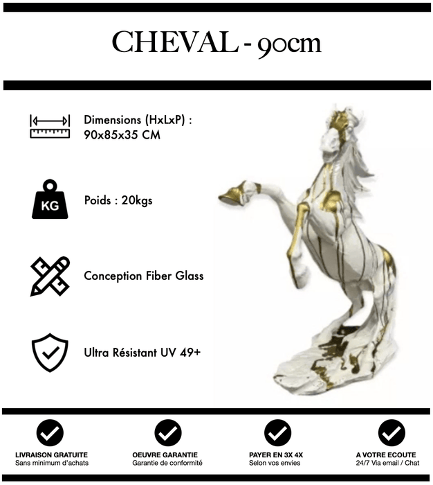 Sculpture Cheval Resine 90cm Statue - Gold Trash - MUZZANO