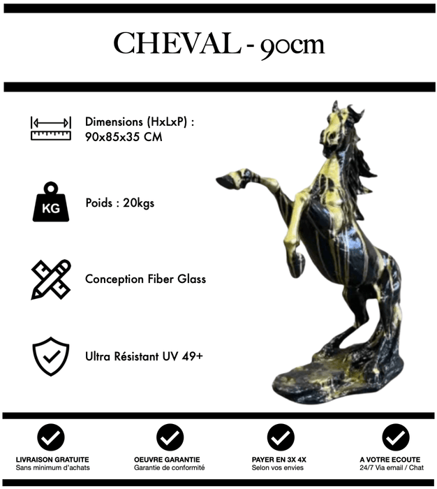 Sculpture Cheval Resine 90cm Statue - Trash Gold - MUZZANO
