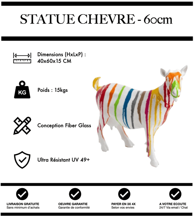 Sculpture Chèvre Resine 60cm Statue - White Trash - MUZZANO