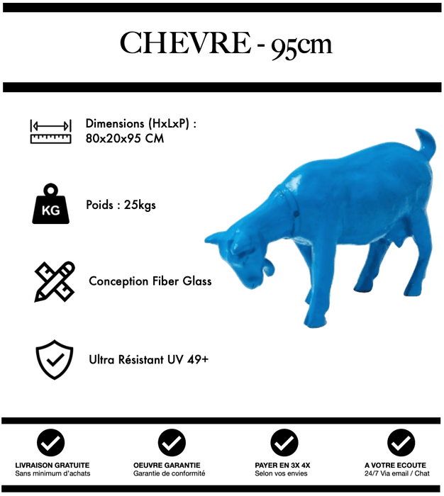 Sculpture Chèvre Resine 95cm Statue - BLEU - MUZZANO