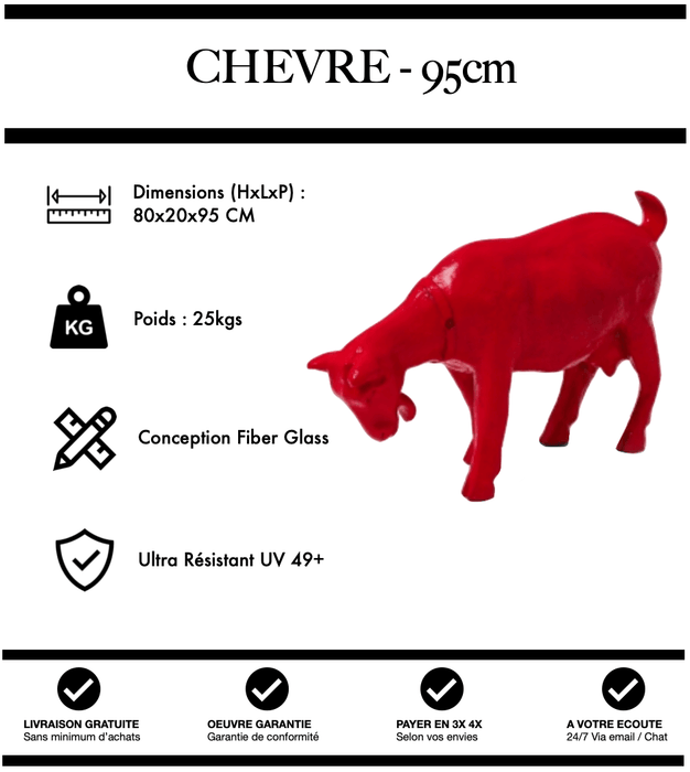 Sculpture Chèvre Resine 95cm Statue - Rouge - MUZZANO