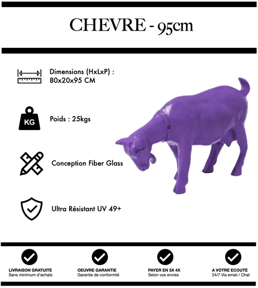 Sculpture Chèvre Resine 95cm Statue - VIOLET - MUZZANO