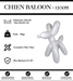 Sculpture Chien Baloon Resine 120cm Statue - Blanc - MUZZANO