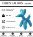 Sculpture Chien Baloon Resine 120cm Statue - Bleu Clair - MUZZANO