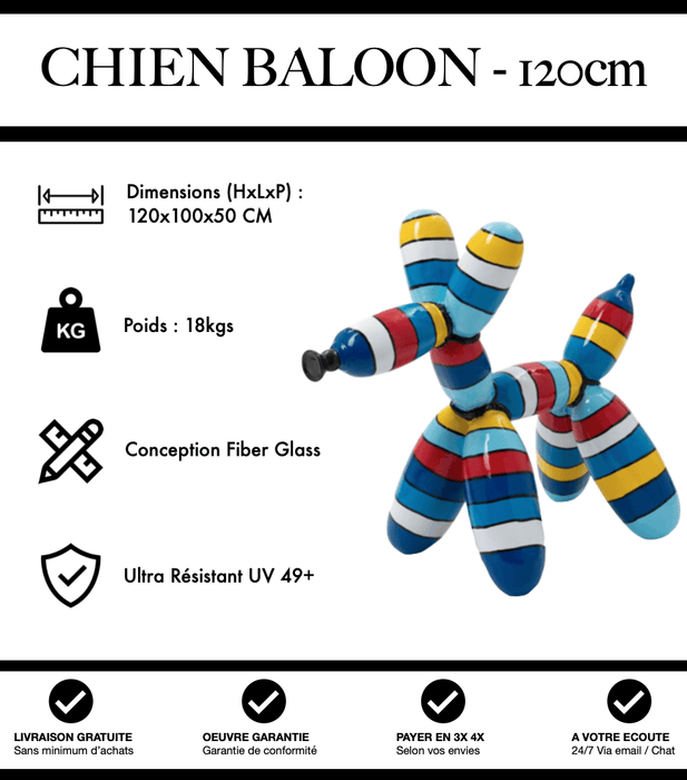 Sculpture Chien Baloon Resine 120cm Statue - Hiver - MUZZANO
