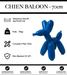 Sculpture Chien Baloon Resine 70cm Statue - Bleu Foncé - MUZZANO