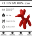 Sculpture Chien Baloon Resine 70cm Statue - Rouge - MUZZANO
