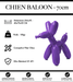 Sculpture Chien Baloon Resine 70cm Statue - Violet - MUZZANO