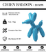 Sculpture Chien Baloon Resine XXL 210cm Statue - Bleu Clair - MUZZANO