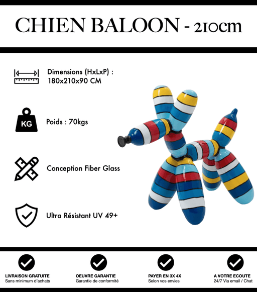 Sculpture Chien Baloon Resine XXL 210cm Statue - Hiver - MUZZANO