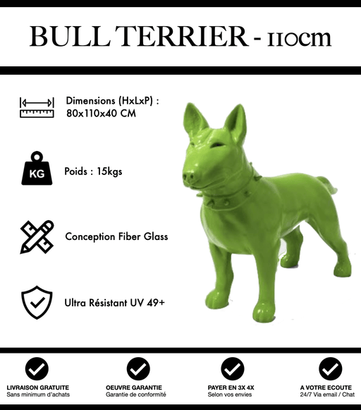 Sculpture Chien Bull Terrier Resine 110cm Statue - Vert - MUZZANO