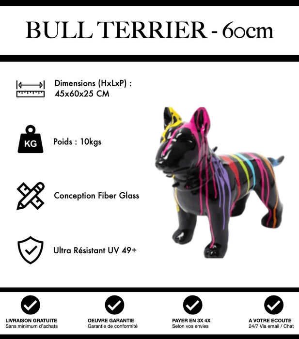 Sculpture Chien Bull Terrier Resine 60cm Statue - Black Trash - MUZZANO