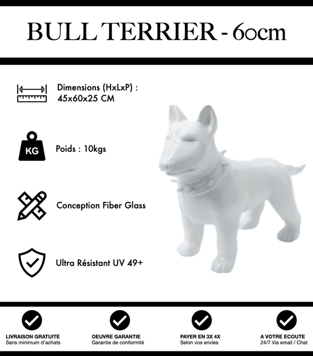 Sculpture Chien Bull Terrier Resine 60cm Statue - Blanc - MUZZANO
