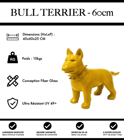 Sculpture Chien Bull Terrier Resine 60cm Statue - Jaune - MUZZANO