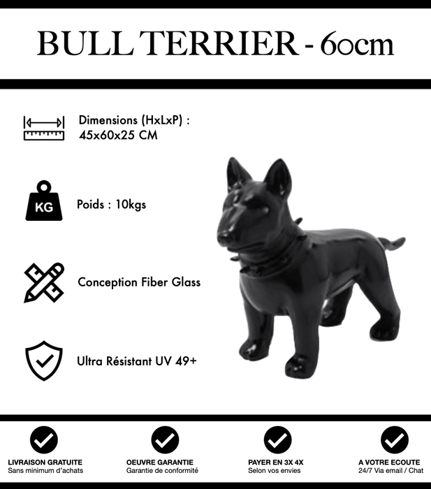Sculpture Chien Bull Terrier Resine 60cm Statue - Noir - MUZZANO