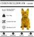 Sculpture Chien Bulldog FR Resine 120cm Statue - JAUNE - MUZZANO