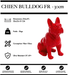 Sculpture Chien Bulldog FR Resine 30cm Statue - Rouge - MUZZANO