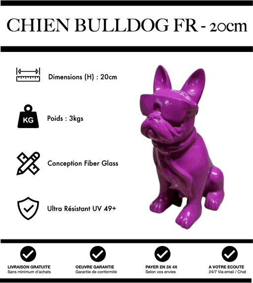 Sculpture Chien Bulldog Français Resine 20cm Statue - Rose - MUZZANO