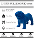 Sculpture Chien Bulldog UK Resine 90cm Statue - BLEU - MUZZANO