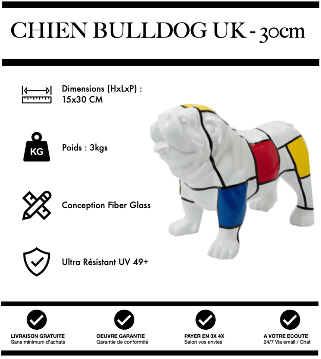 Sculpture Chien Chihuahua Resine 30cm Statue - Mondrian - MUZZANO