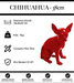 Sculpture Chien Chihuahua Resine 38cm Statue - Rouge - MUZZANO