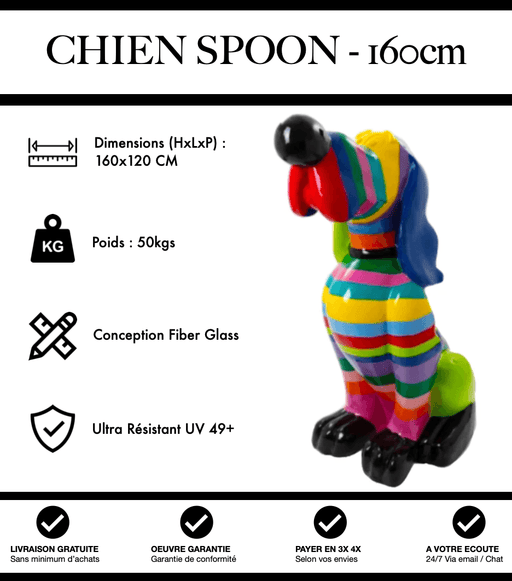 Sculpture Chien Snoopy XXL 160cm Statue - Multicolore - MUZZANO