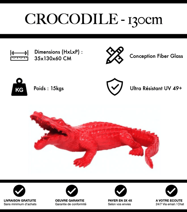 Sculpture Crocodile Resine 130cm Statue - Rouge - MUZZANO