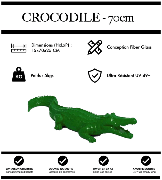 Sculpture Crocodile Resine 70cm Statue - VERT - MUZZANO