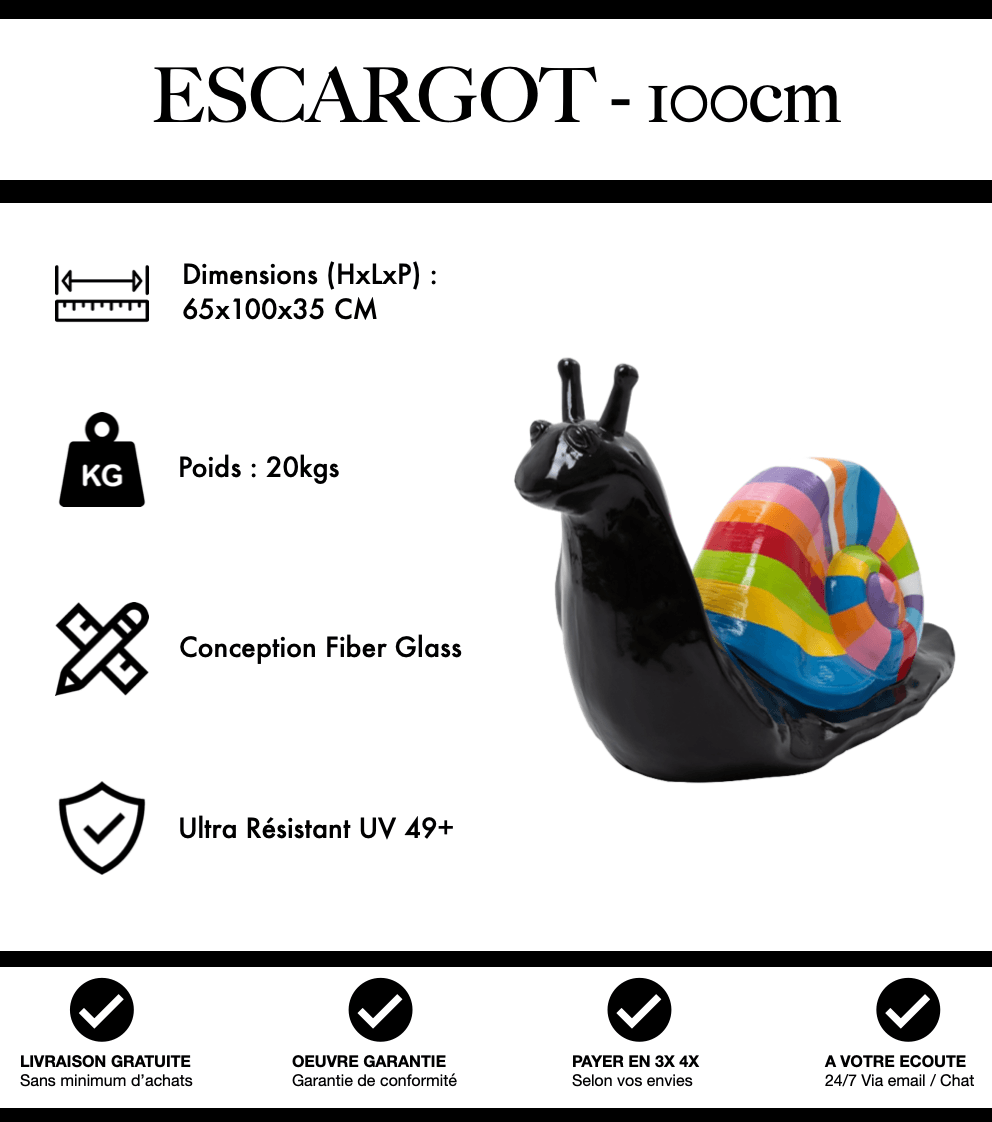 Sculpture Escargot Resine 100cm Statue - Multicolore - MUZZANO
