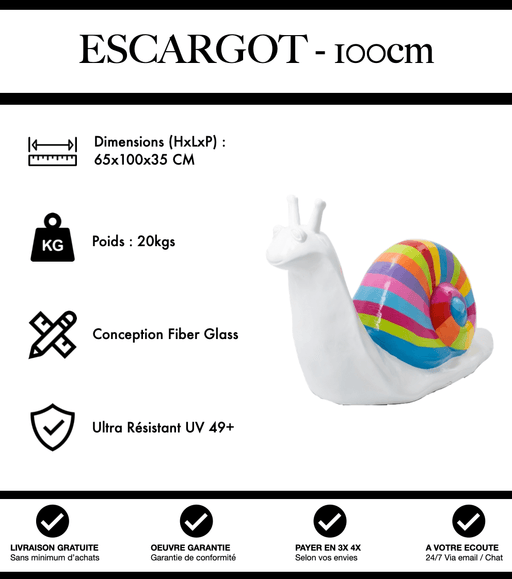 Sculpture Escargot Resine 100cm Statue - Multicolore - MUZZANO