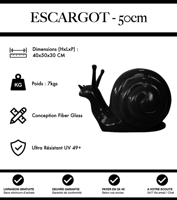Sculpture Escargot Resine 50cm Statue - Noir - MUZZANO