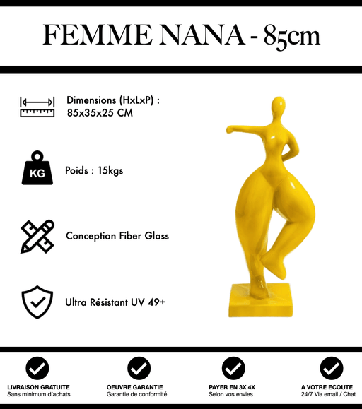Sculpture Femme Nana Resine 85cm Statue - Jaune - MUZZANO