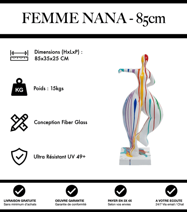 Sculpture Femme Nana Resine 85cm Statue - White Trash - MUZZANO