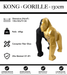 Sculpture Gorille Resine 130cm Origami Statue- Noir et Or - MUZZANO