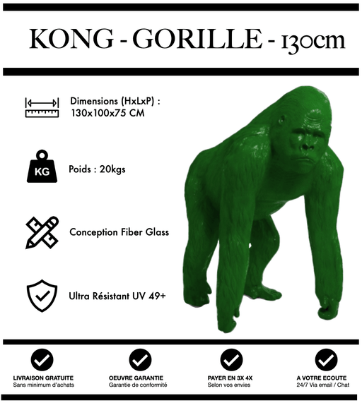 Sculpture Gorille Resine 130cm Poing Réaliste Statue - VERT - MUZZANO