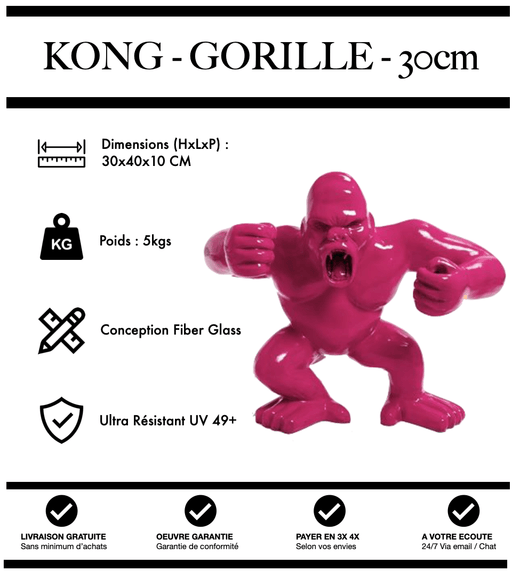 Sculpture Gorille Resine 30cm debout Statue - ROSE - MUZZANO