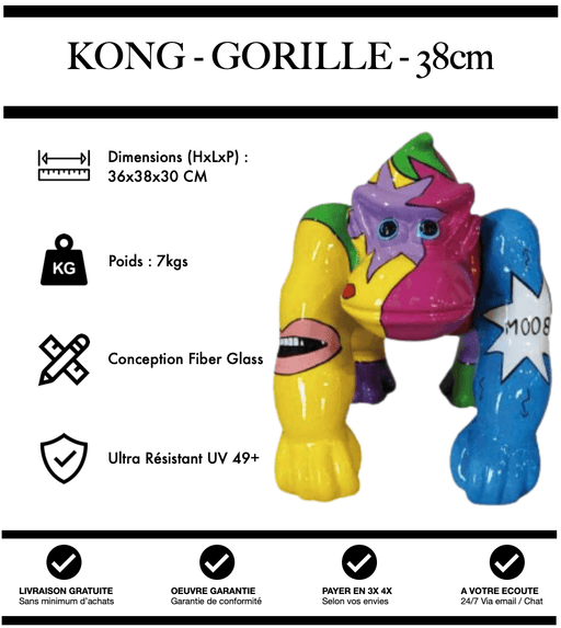 Sculpture Gorille Resine 38cm Poing Statue - Tag - MUZZANO