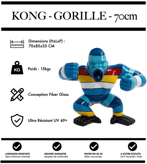 Sculpture Gorille Resine 70cm debout Statue - HIVER - MUZZANO