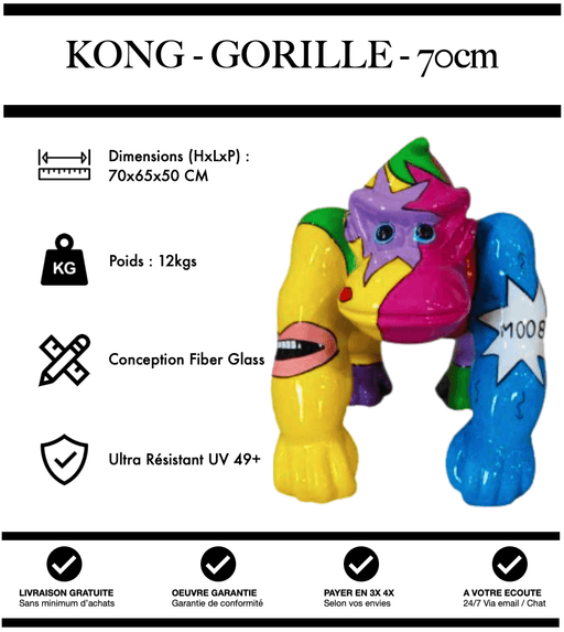 Sculpture Gorille Resine 70cm Poing Statue - Tag - MUZZANO