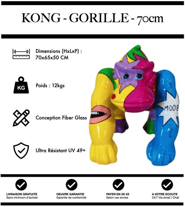 Sculpture Gorille Resine 70cm Poing Statue - Tag - MUZZANO